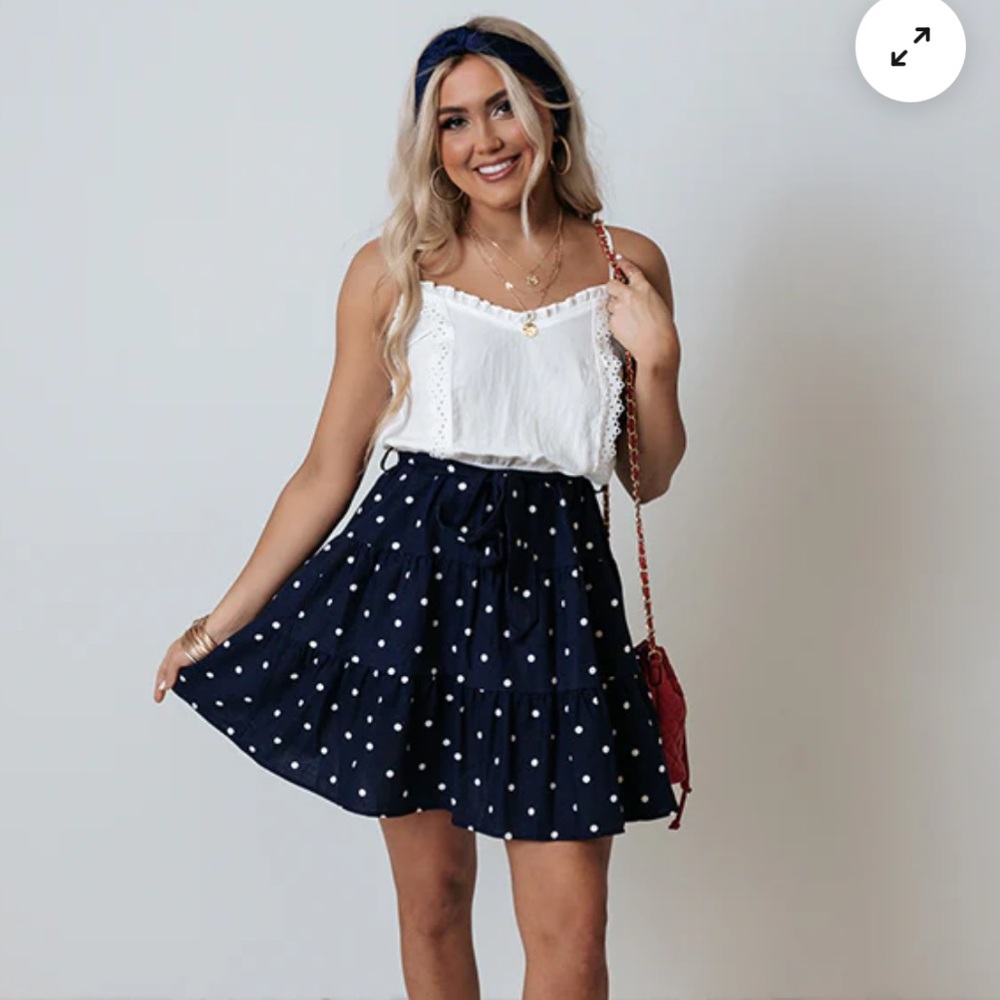 IMPRESSIONS Navy polka dot dress